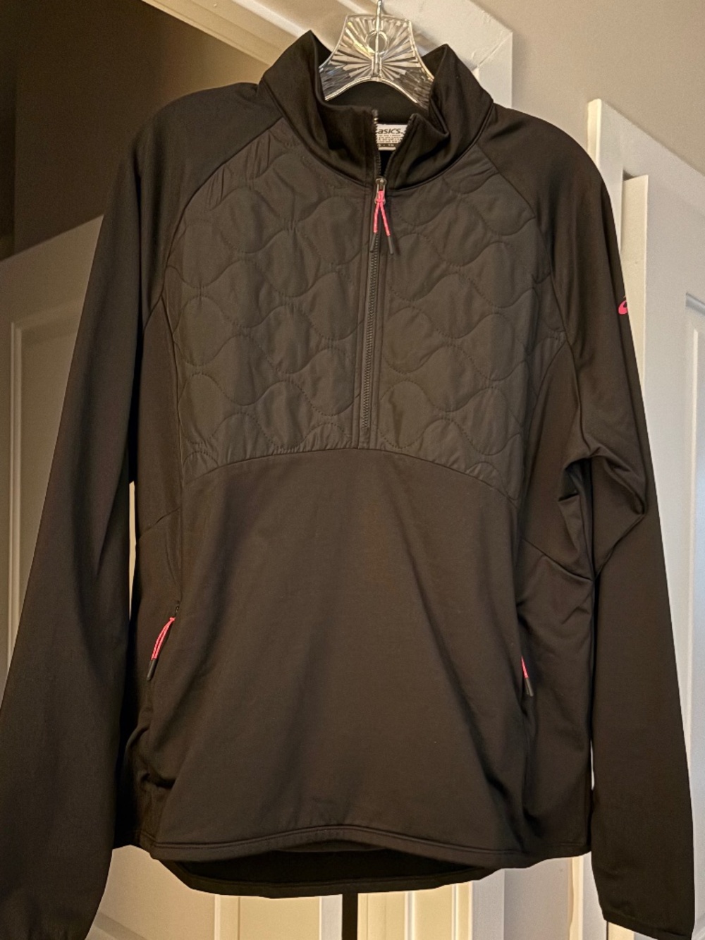 ASICS Quilted 1/2 Zip Fleece Lined Pullover Running Black Women’s XL